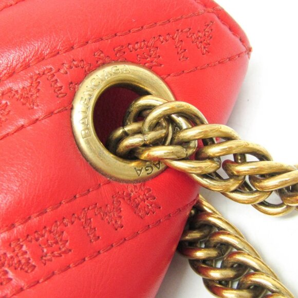 BALENCIAGA Red Leather Shoulder Bag - Picture 13 of 16